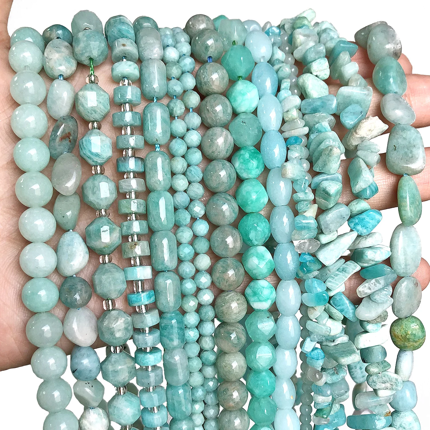 Blue Amazonite Natural Stone Beads - Variety Pack for Jewelry Making and DIY Accessories