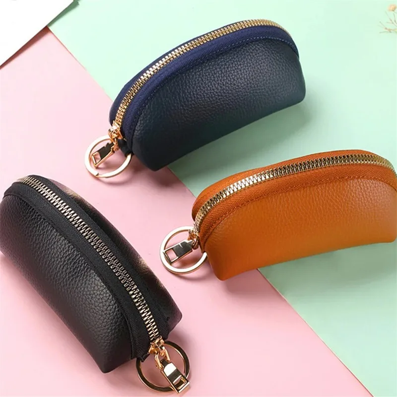 

Soft Leather Key Holder Organizer Pouch Men Women Car Key Wallet House Keychain Housekeeper Key Case Zipper Bag Mini Card Bag