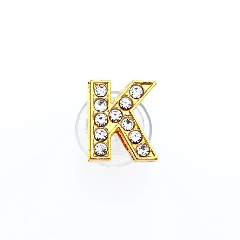 Goldene Buchstaben Kristall Diamant Legierung Charms Zubehör Mode Weiche PVC Schuhe Schnalle Kinder Dekoration Design Großhandel 1 Stücke – Detail 19