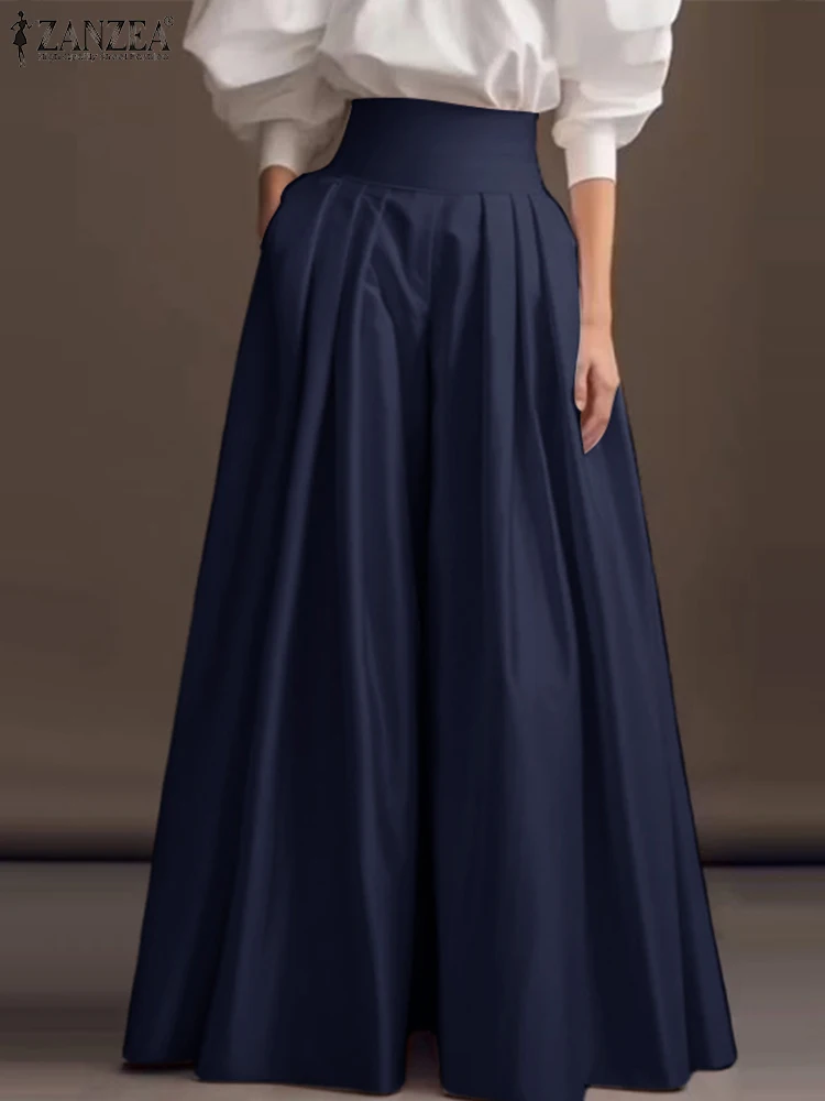 Polyester High Waisted Wide Leg Pants for Women