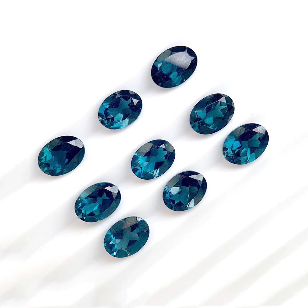20pcs Facet Oval 3x4mm-3x5mm London Blue Topaz Semi-precious Natural Stone Eye Clean Loose Gemstone For Jewelry Making