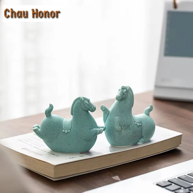Creative Ceramic Horse Sculptures Crafts Modern Home Decoration Living Room Office Desktop Wine Cabinet Tang Horse Ornaments