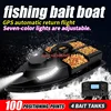54CM 4 Hopper 100 GPS Auto Return Cruise RC Fishing Bait Boat 500M 2KG Adjust LED Lighting 100 Point GPS Fishing Bait Boat Nest 2