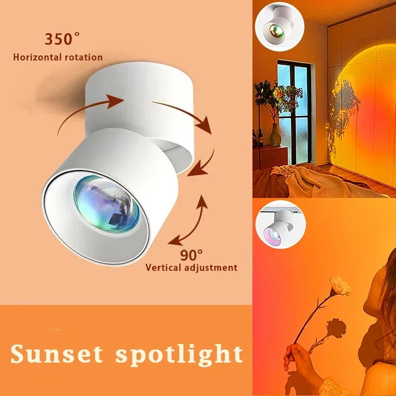 Led Sunset Downlight COB Atmosphere Spotlights Projector Night Lamp For Bedroom Home Decor Surface Ceiling DownLight Led Spot