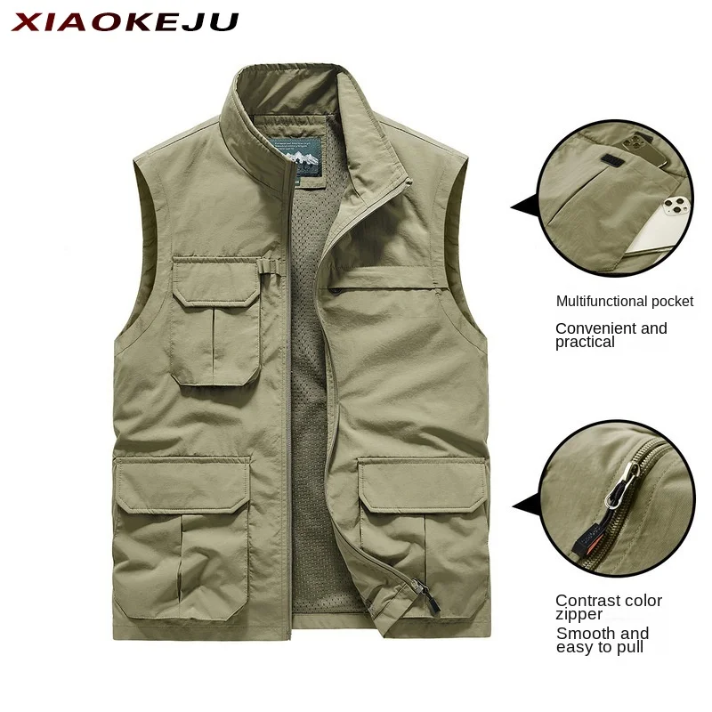 MAN VEST Spring Multi-pocket Work Clothes Men Hunting Men's Clothing Free Shipping Denim Tactical Military Summer Mesh Fishing