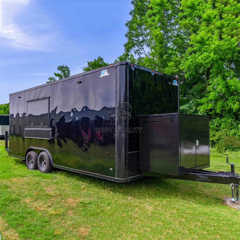 Food Truck Trailer Size Food Truck BBQ Pizza Mobile Dining Car Hot Dog Burger Coffee Vending