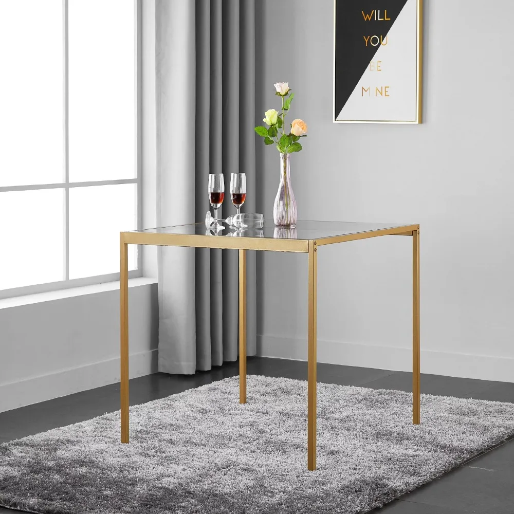 

Tempered Glass and Metal Dining Table, Small