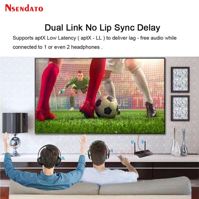 80M Wireless Music Audio Transmitter Receiver Aptx LL Low Latency BTV5.0 Wireless Audio Adapter 3.5mm RCA for PC TV Headphones