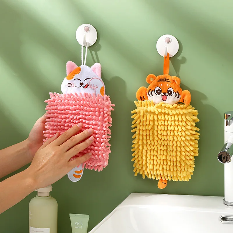 Cartoon Hand Towels for Home Soft Chenille Embroidery Super Absorbent