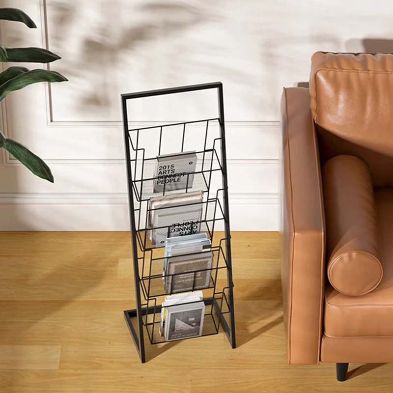Nordic Creative Magazine Rack Desktop Floor Standing Book Display Iron Storage Shelf Living Room Book Organizer Decoration FYMR