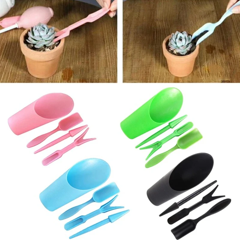 4pcs Garden Planter Kit Sowing Shovel Spoon Succulents Seedlings Tool Bonsai Mini Agriculture Tool Plastic Home Garden Tools Set
