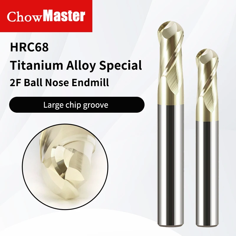 

Titenium Alloy Special Ball End Cutter HRC68 Series Tungsten Steel Milling Cutter 2-Flute Spherical Carbide Milling Cutter