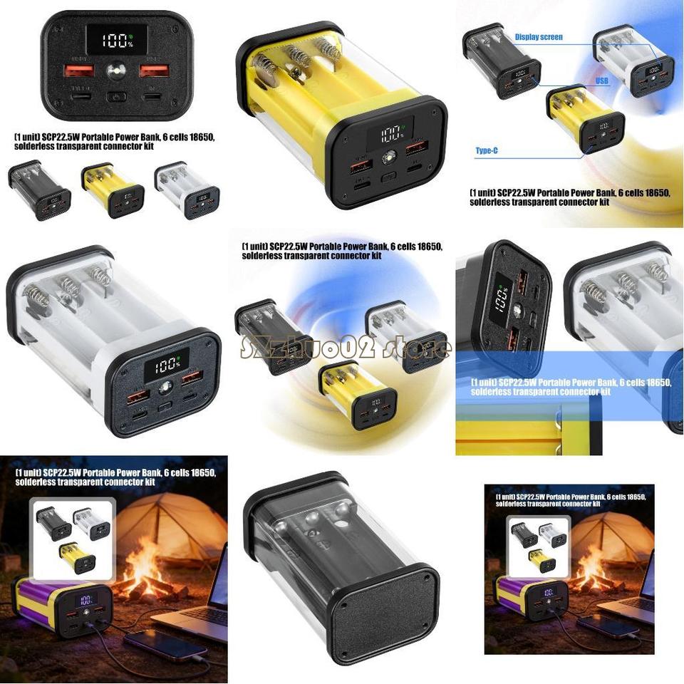 83XB DIY Power Case For  6 Slot 18650 Batteries 22.5W Removable To Extend Battery Life Reducing Waste For Green Living