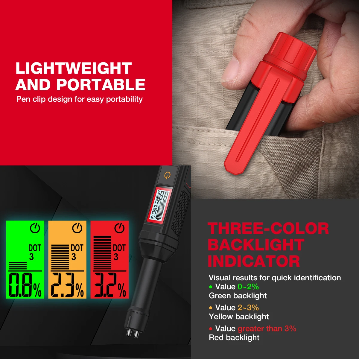 Brake Fluid Tester HABOTEST HT663/663L Car Motorcycle Brake Oil Tester Brake Fluid Tester Car Liquid Vehicle Oil Quality