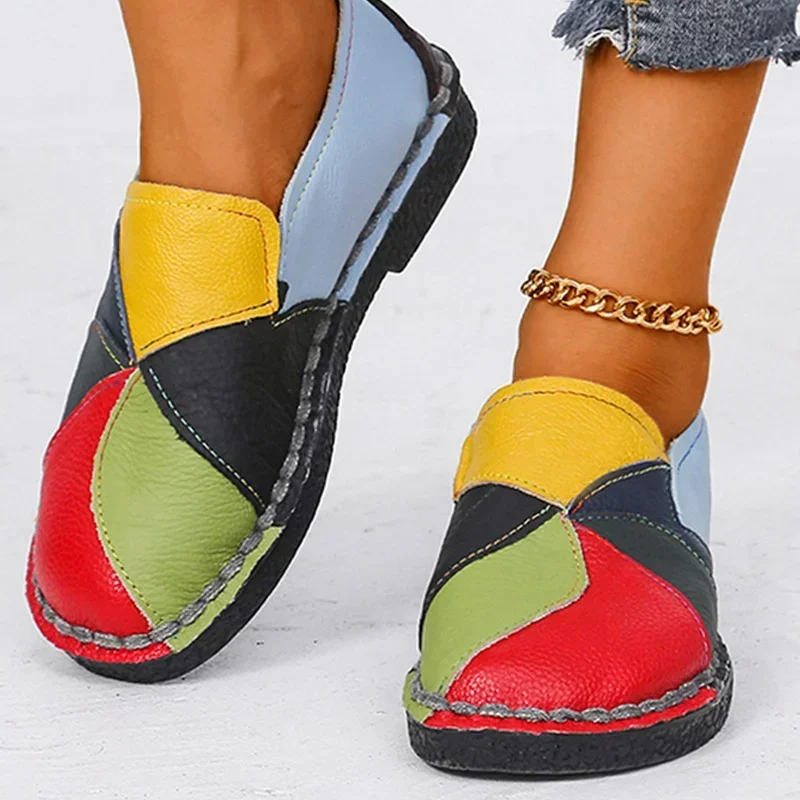 2023 New Hot Sales Women Patches Stitching Flat Casual Shoes for Woman Summer Flats Soft Candy Colors Shoes