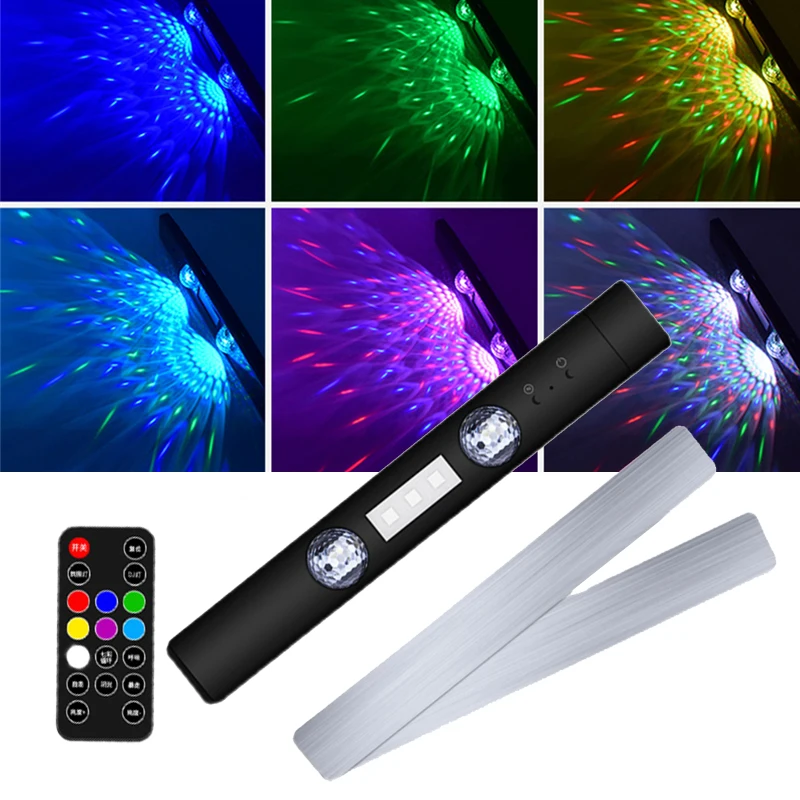

2 in 1 LED Car Atmosphere Light Colorful Voice-Activated Wireless USB Charging Music Rhythm Light Interior Parts Car Accessories