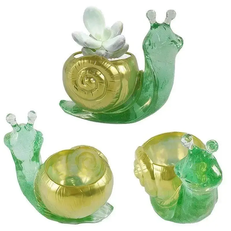 New Handmade Snail Shape Molds Creative Crystal Glue Cute Silicone Mold Flower Potted Desktop Storage Box DIY Resin Plaster Mold