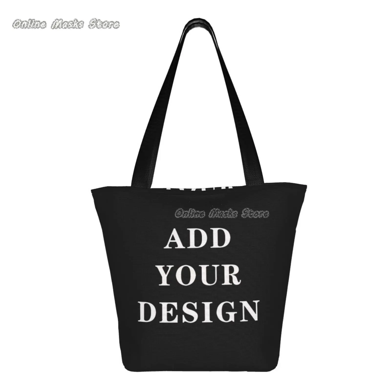 Custom Tote Bag Shopping Add Your Text Print Original Design White Zipper Unisex Fashion Travel Canvas Bags