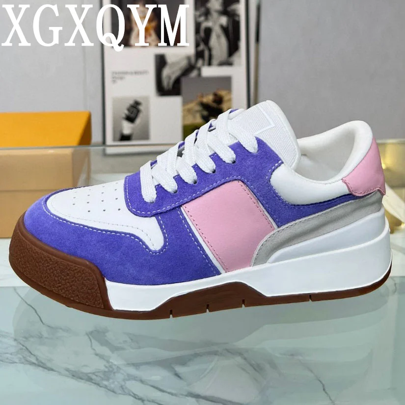 

Autmun Thick Sole Lace Up Leather Flat Sneakers Women Brand Round Toe Comfort Platform Shoes Casual Walking Sports Shoes Female