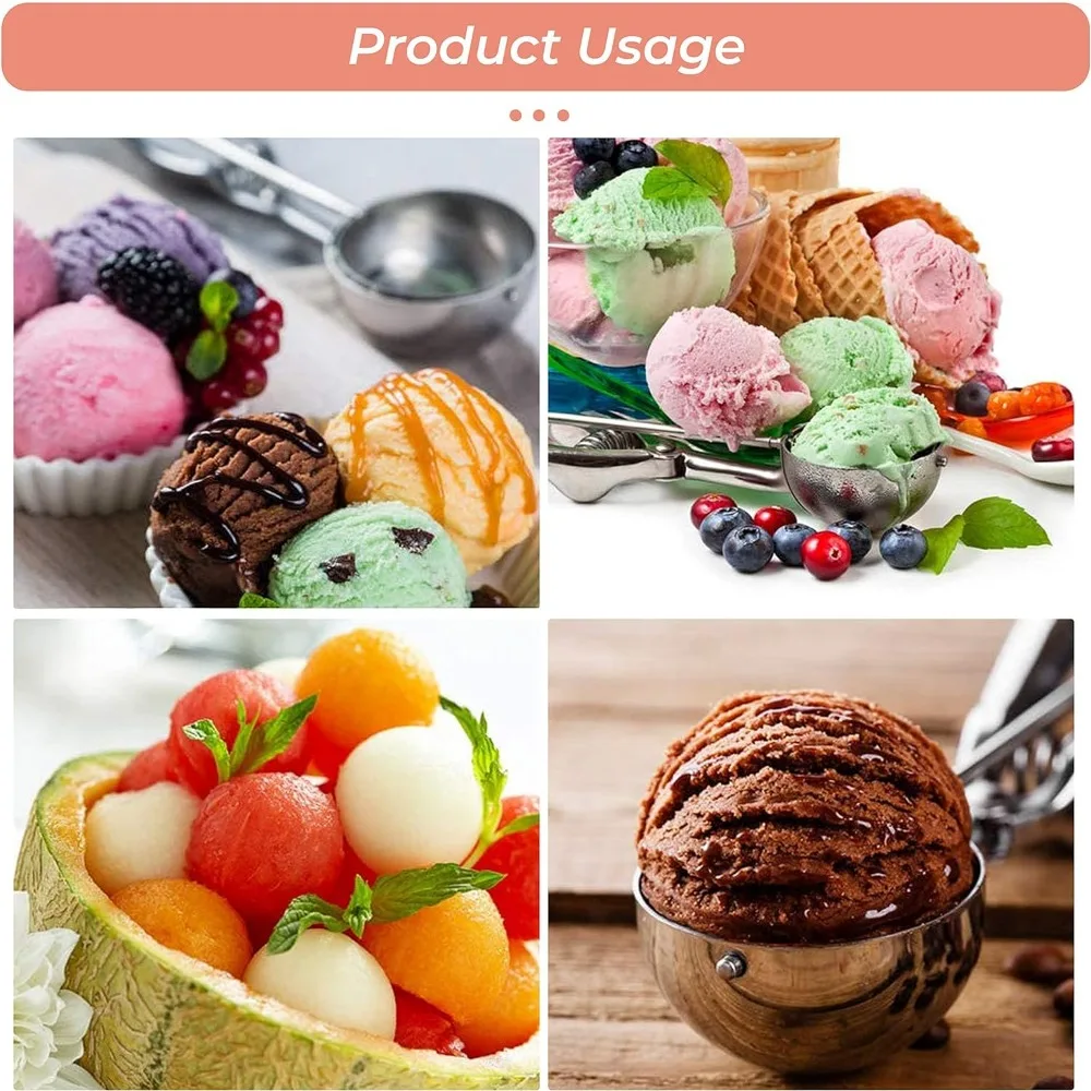 Ice Cream Scoop 3PCS/Set Stainless Steel Ice Cream Scoops Set for Baking Easy To Clean Highly Durable Ergonomic Handle Cookie Dough Scoop Set