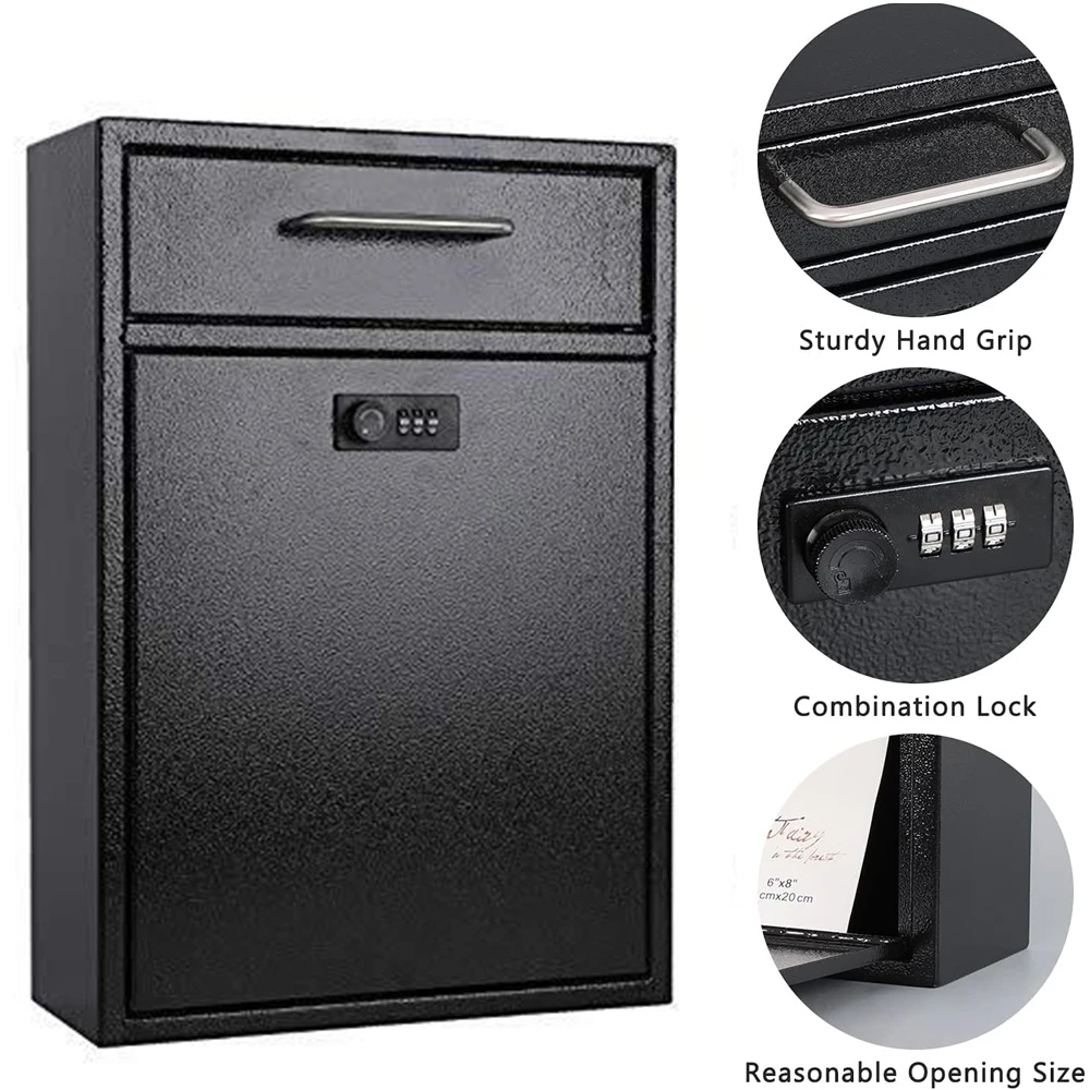 Wall mounted Mailbox with combination Lock Hanging Fixed Mailbox