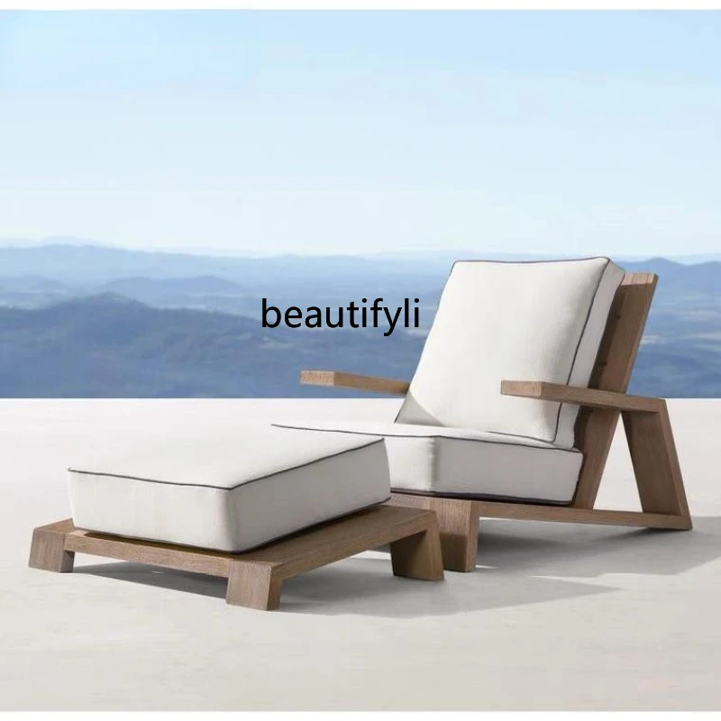 

HJ Outdoor Solid Wood Sofa Terrace Leisure Courtyard Villa Waterproof and Sun Protection Antiseptic Wood Furniture