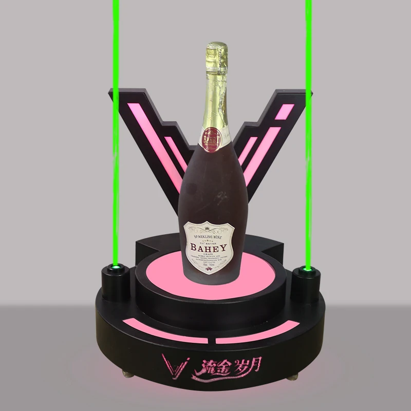 Luminous Bar Wine Bottle Display Device Rechargeable Flash Wine Champagne Base Green Laser Light VIP Bottle Display Stand