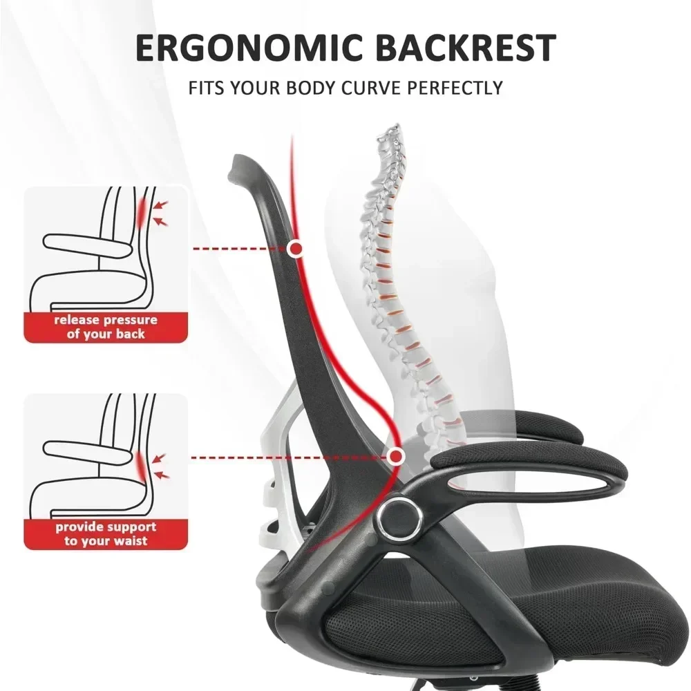 "ergonomic adjustable armrest mesh chair for comfortable long-term home office use"