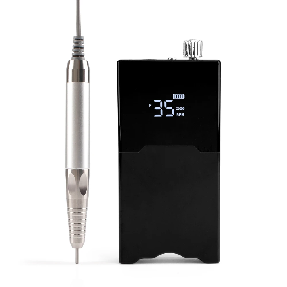 Thin Body Drill Machine Brushless Nail Drill Rechargeable Desktop Base 35000RPM Irregular Electric Machine Nail File Cordless 4