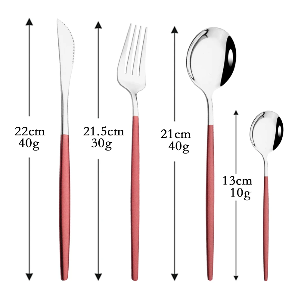 4Pcs Red Silver