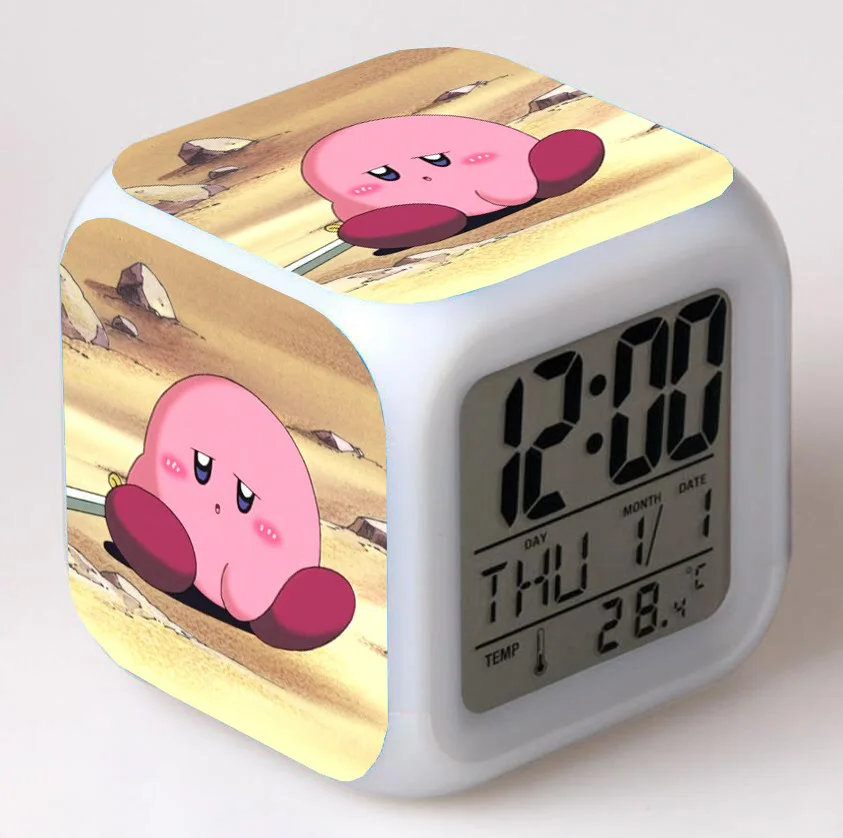 night light lamp Kirby Game LED Anime Light Colorful Digital Alarm Clock Student Children's Bedroom Desktop Lighting Decoration Birthday Gifts night light lamp Night Lights