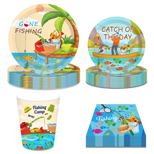 Leisure Outdoor Fishing Camp Barbecue Birthday Party Paper