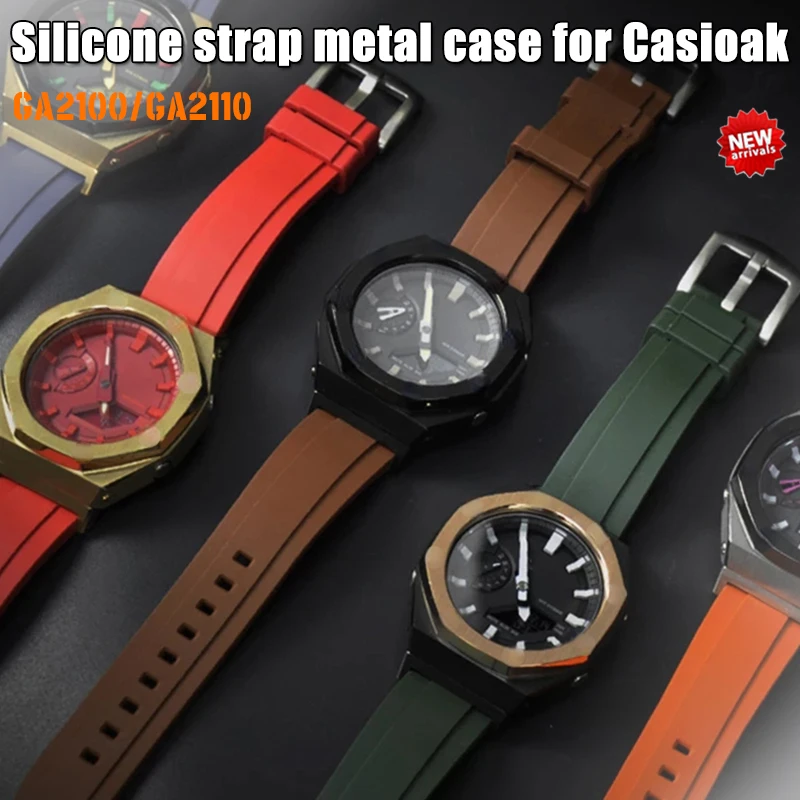 

Gen2 for Casioak GA2100 2110 Fluorine Rubber Strap Plus Size Belt Stainless steel metal case MOD KIT Butterfly Clasp GA2110
