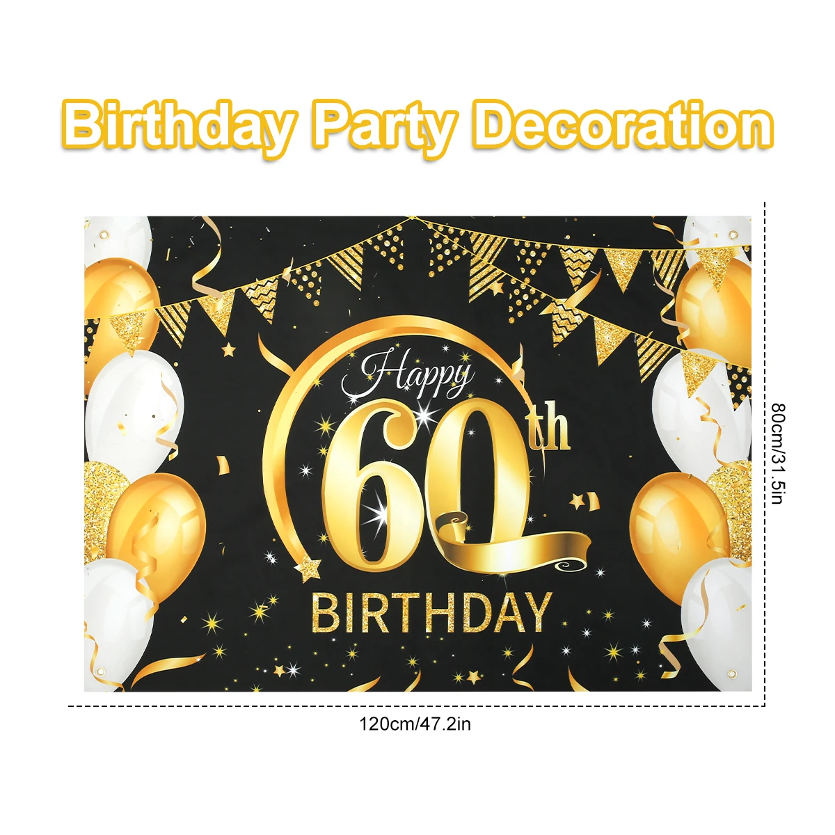 Buy Happy 60th Birthday Banner Decorations For En Woen, Black Gold 60