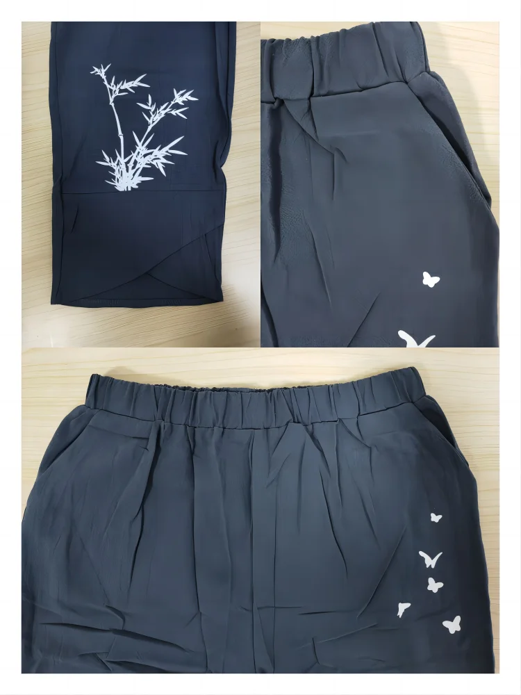 헐렁한 바지 여성 한국어 패션 탄성 허리 코튼 느슨한 캐주얼 발목 바지 streetwear 높은 허리 여름 여성 바지
