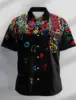 Musical Notes Vintage Casual Men's Shirt Button Up Shirt Party Evening Daily Vacation Summer Short Sleeve tops Polyester Shirt 1