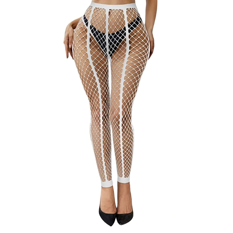 Hot Sale Wide Striped Pantyhose Fishnet Tights Women Costumes Sexy Lingerie Female Legging Bodystockings New Black White Red