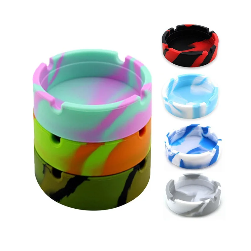 Light Circular Ashtray Luminous/Colorful Silicone Gel Ashtray Fluorescent Smoke Convenient Cigarette Case Drop Creative Ashtrays