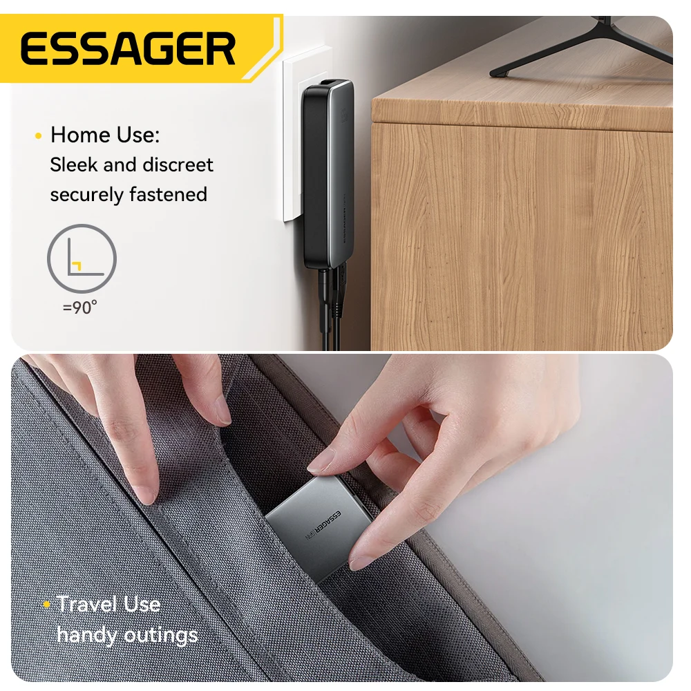 Essager Ultra Thin 65W GaN Travel Charger Quick Charge 4.0 PD3.0 PPS Portable Type C Charger For iPhone Samsung Macbook Laptop