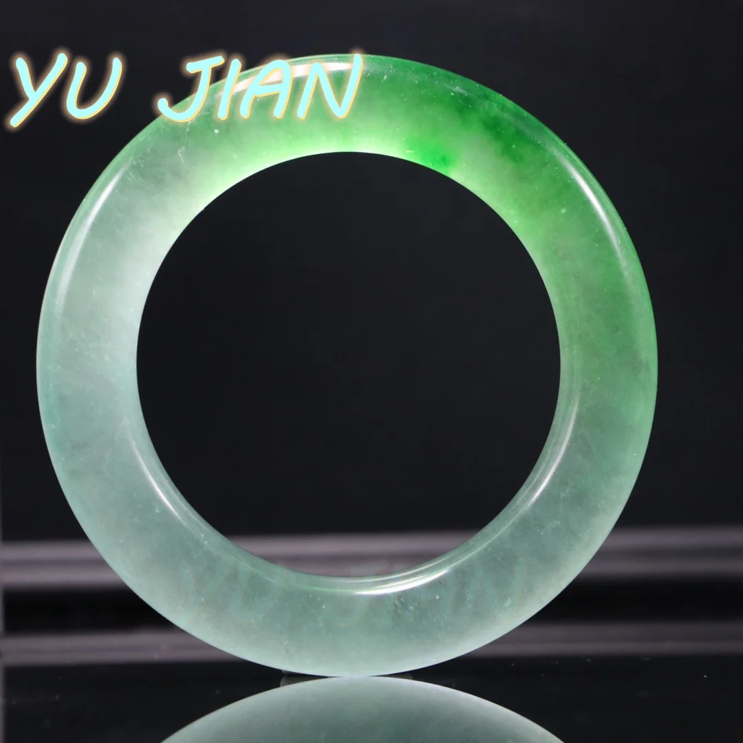

New Exquisite Fragrant Floating Green Flower Jade Bracelet Transparent Perfect Elegant Jadeite Bangles Fine Handring Jewelry
