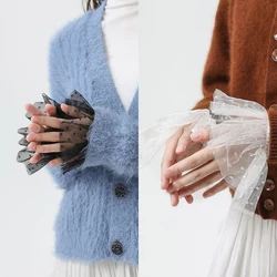 Fake Flared Sleeves Female Arm Cover Lace Pleated Ruffles Decorated Cuffs Elbow Sleeve Sun Protectio Fake Cuff Lolita Sleeves
