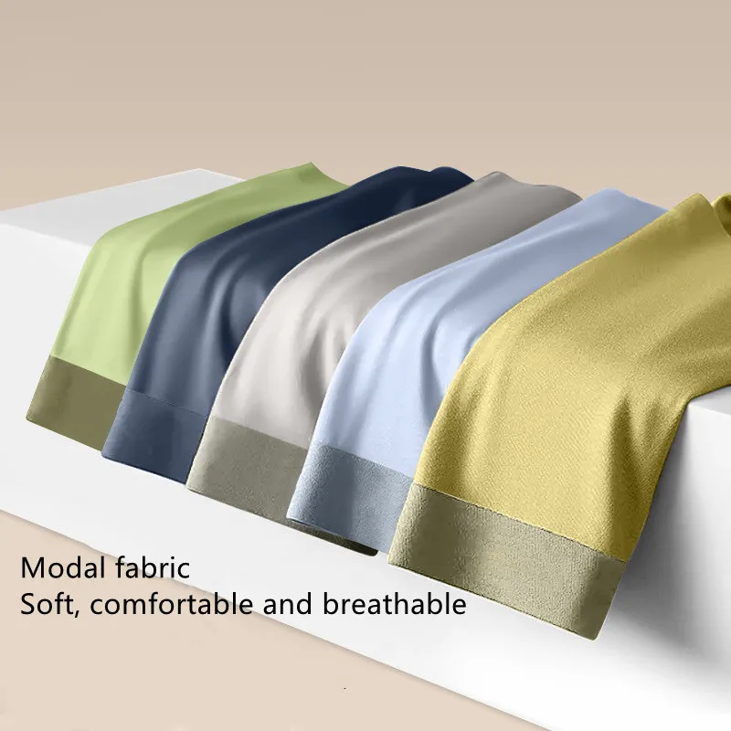 

Men's underwear modal cotton one-piece seamless boxers solid color fashion breathable boyshort male boxer.