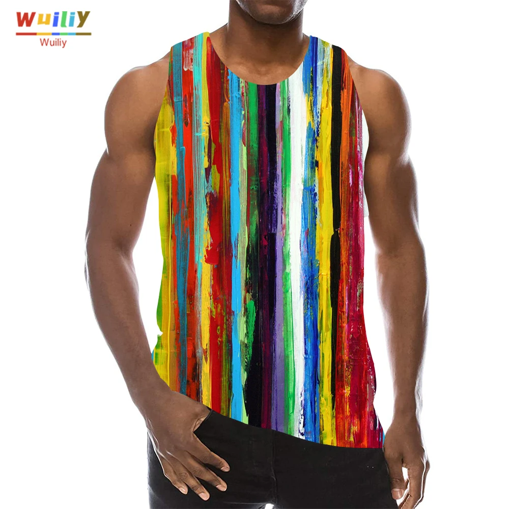 Мужская футболка без рукавов, с рисунком радуги
