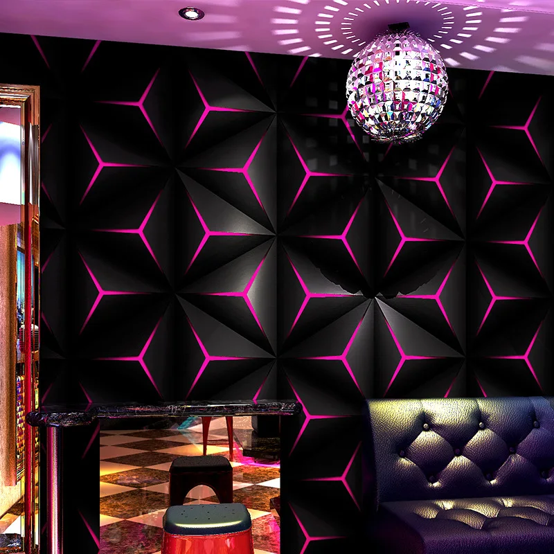 Ktv Decoration Wallpaper 3D Three-dimensional Plane Geometric Pattern Theme Box Background Wallpaper Mural Wallpaper