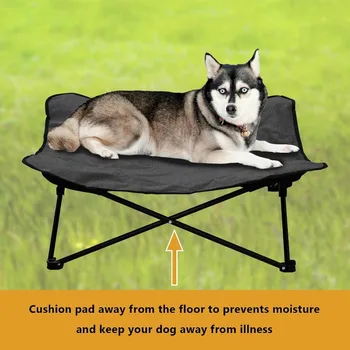 Elevated Dog Bed Portable Raised Pet Cot Indoor Folding Dog Cot Bed Padded Filling Carrying Bag Included Pet Camping Traveling 5