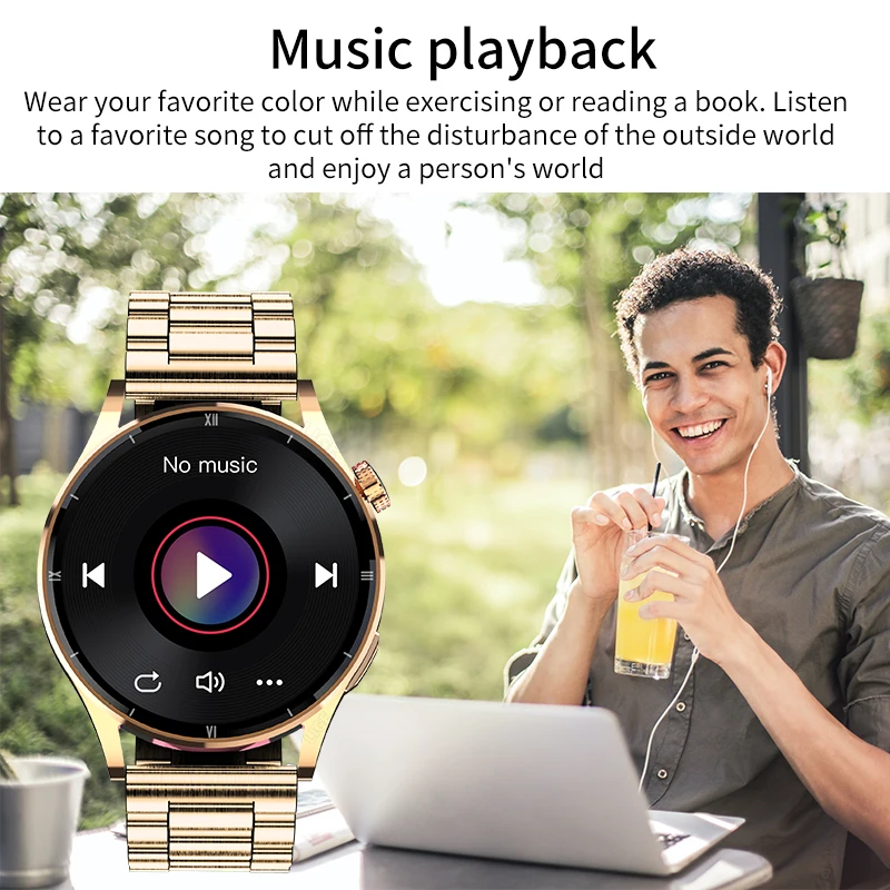 Lige-smartver Digital Eletrônico para Homens Relógio Inteligente Dourado Chamada Bluetooth Frequência Cardíaca Rastreamento do Sono Relógio de Pulso de Fitness - Image 2