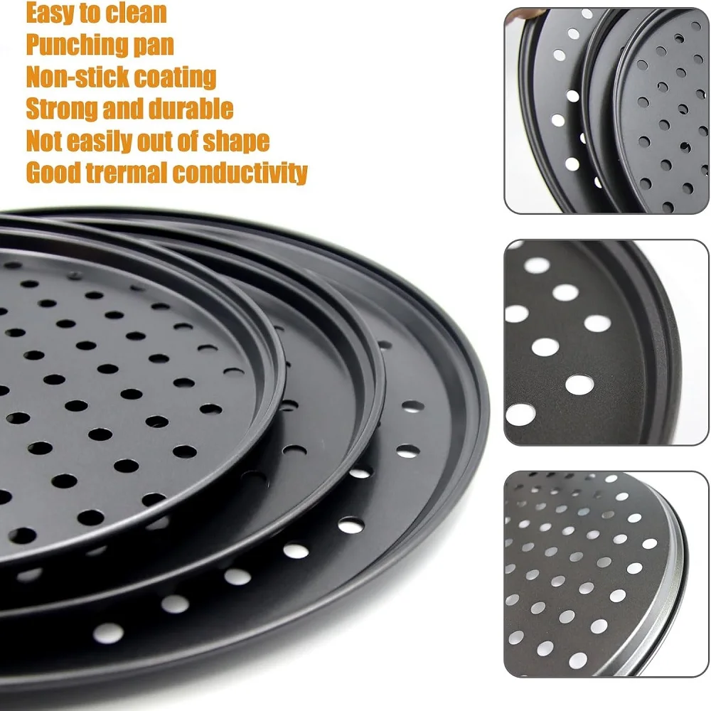 Carbon Steel Non-stick Pizza Baking Pan Mesh Tray Plate Round Pizza Pan Tray Mould Bakeware Baking Tool 26/28/32CM