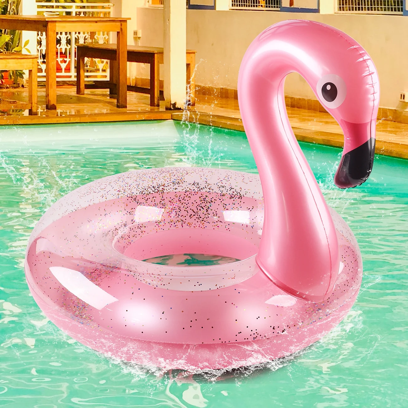 Flamingo Pool Float - Fun Beach Floaties, Inflatable Swimming Pool Tubes Party Toys Summer Pool Raft Lounger for Adults & Kids 4