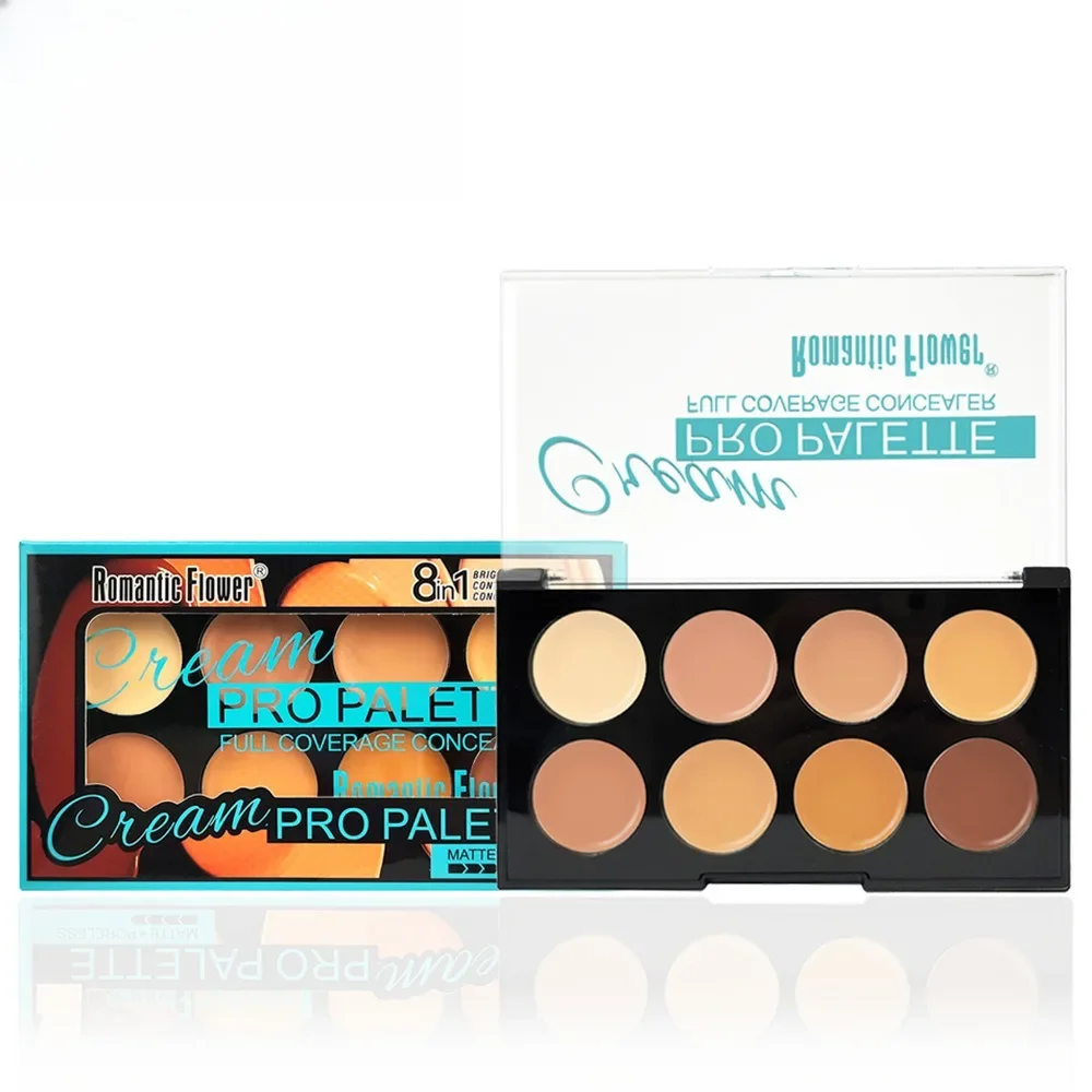 8-Color Full Coverage Concealer Palette 3-in-1 Contour Brighten Color Correct Waterproof Face Makeup for Dark Circles & Redness