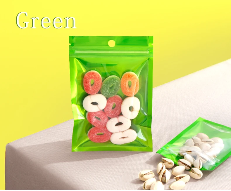 100pcs Colorful Zip Lock Bags,Resealable Clear Window Packaging Pouches,Clear Colorful Aluminum Mylar Foil Bags – Detail 10